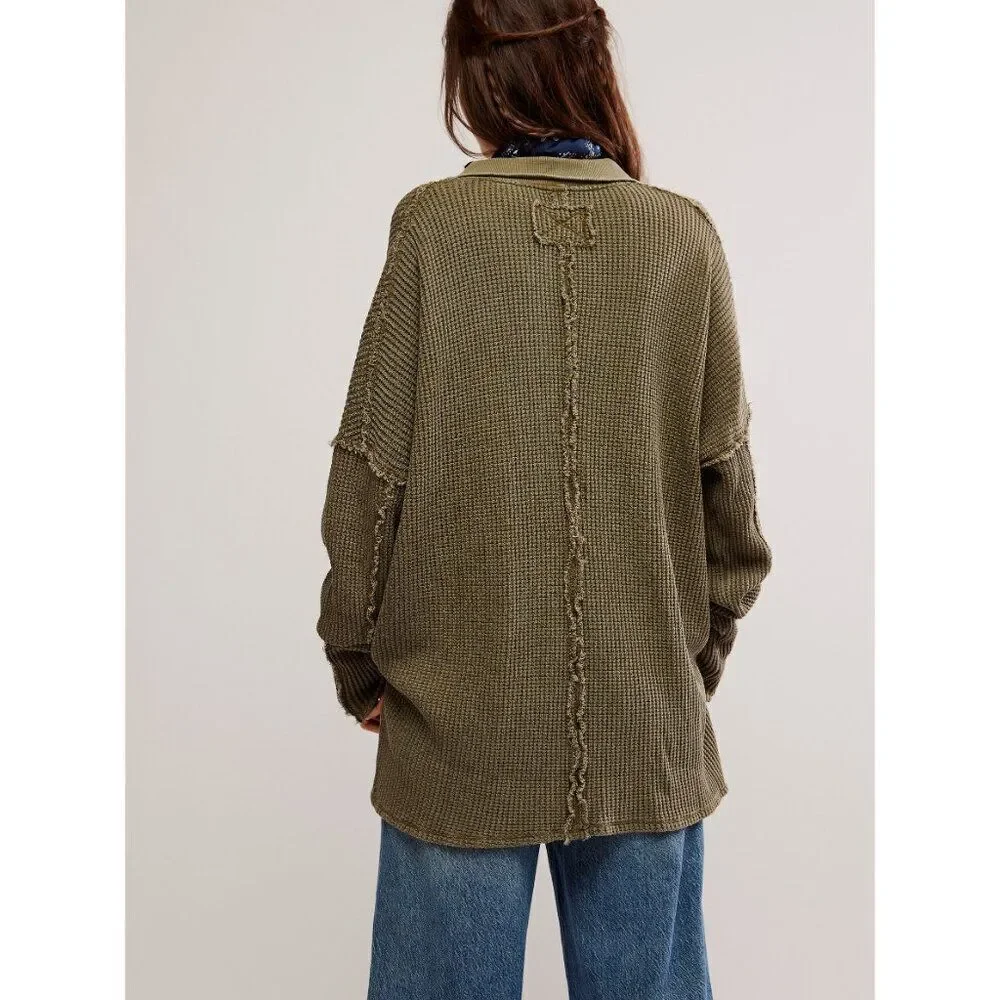 FREE PEOPLE We The Free Travis Polo / Military Olive
